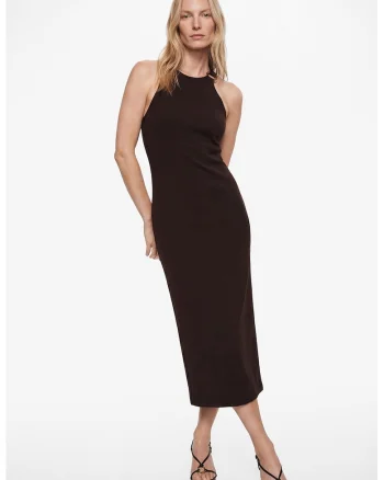 Rochie fara maneci cu detaliu metalic, Lila/Crem