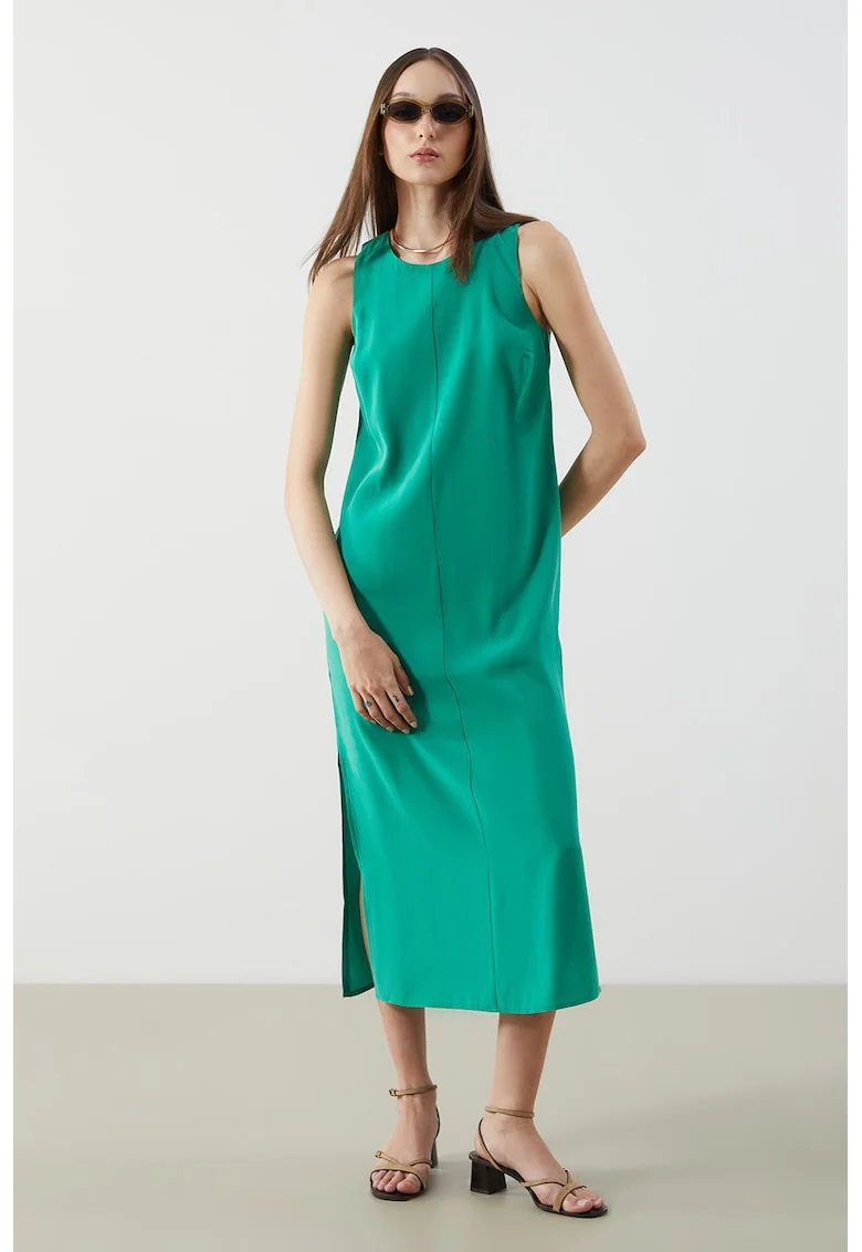 Rochie dreapta cu slituri laterale, Verde