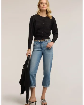Cardigan tricotat cu nasturi, Negru