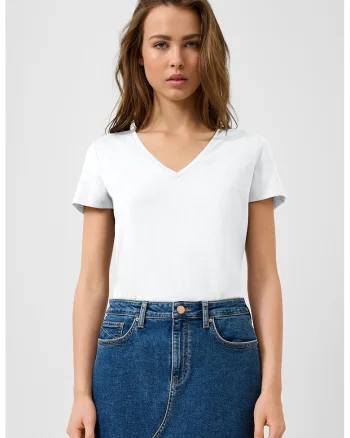 Tricou de bumbac cu decolteu in V