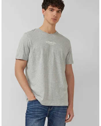 Tricou cu decolteu la baza gatului si logo