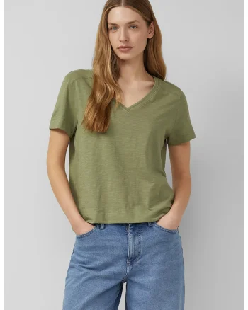 Tricou din bumbac cu decolteu in V