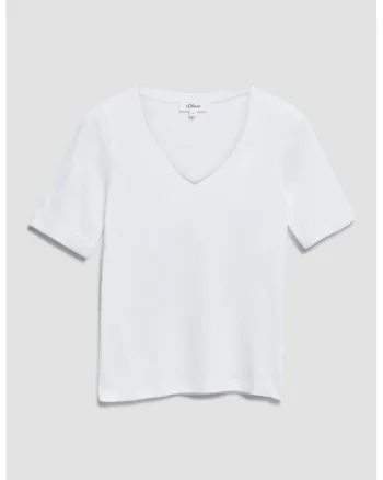 Tricou de bumbac cu decolteu in V