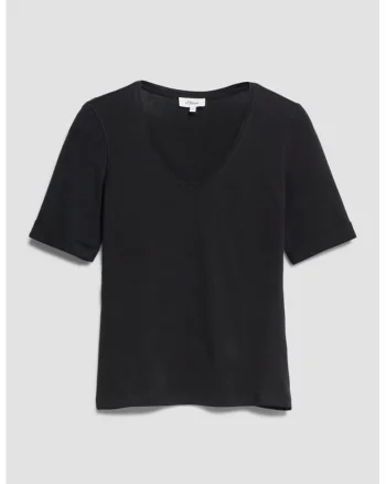 Tricou de bumbac cu decolteu in V