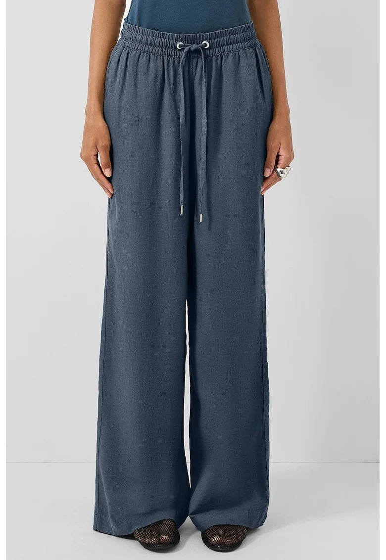 Pantaloni de trening din amestec de in cu croiala ampla