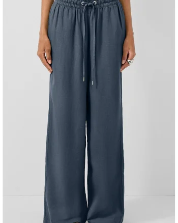 Pantaloni de trening din amestec de in cu croiala ampla