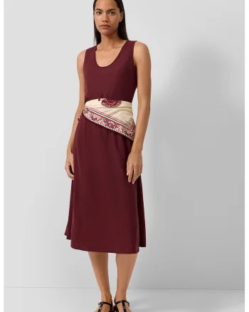 Rochie din amestec de in cu buzunare