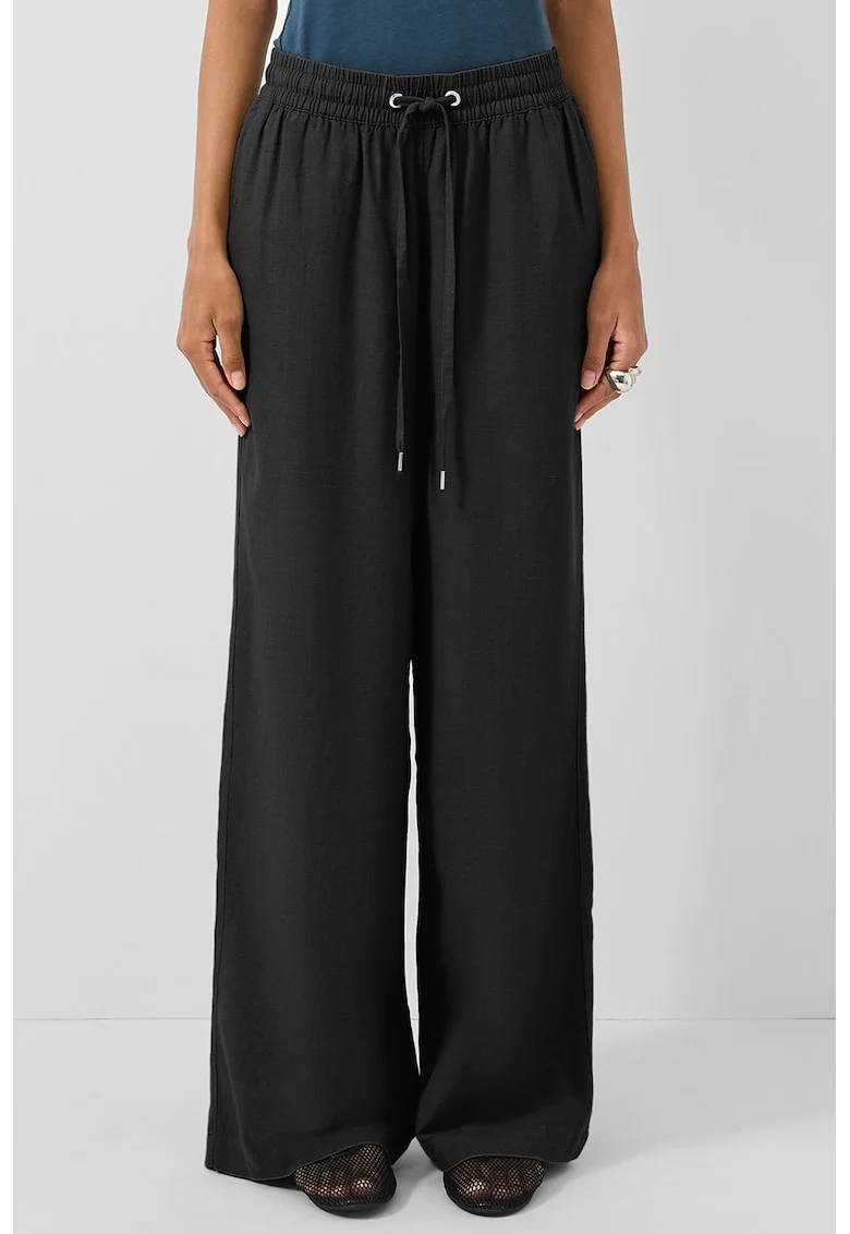 Pantaloni de trening din amestec de in cu croiala ampla
