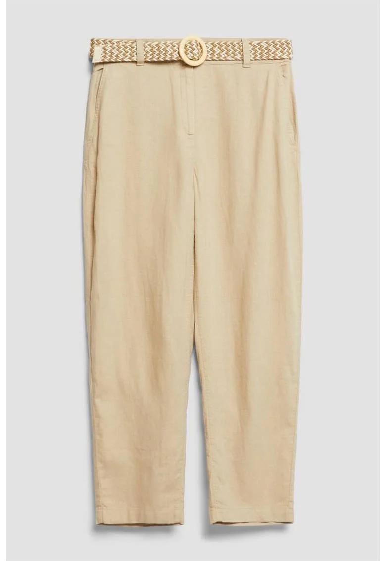 Pantaloni crop din amestec de in