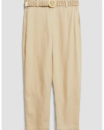 Pantaloni crop din amestec de in