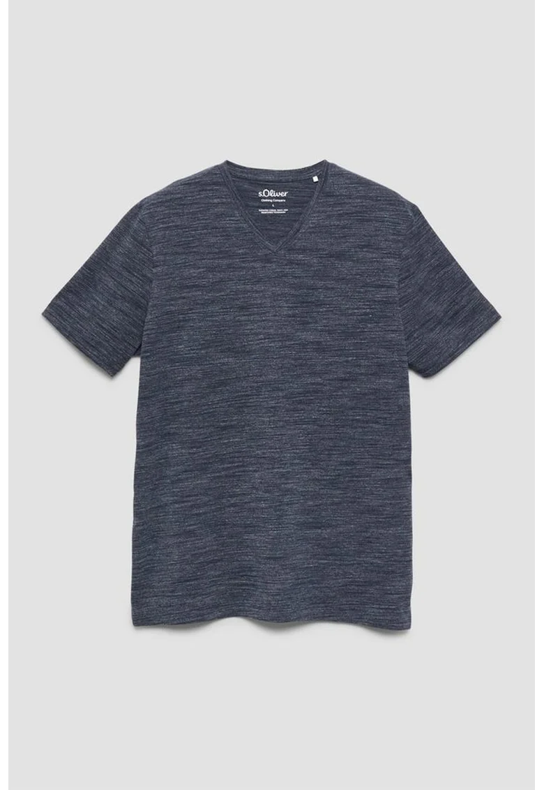Tricou din amestec de bumbac cu decolteu in V