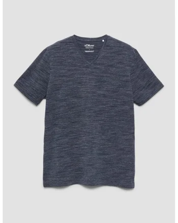 Tricou din amestec de bumbac cu decolteu in V