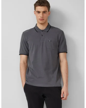 Tricou polo din bumbac cu buzunar pe piept