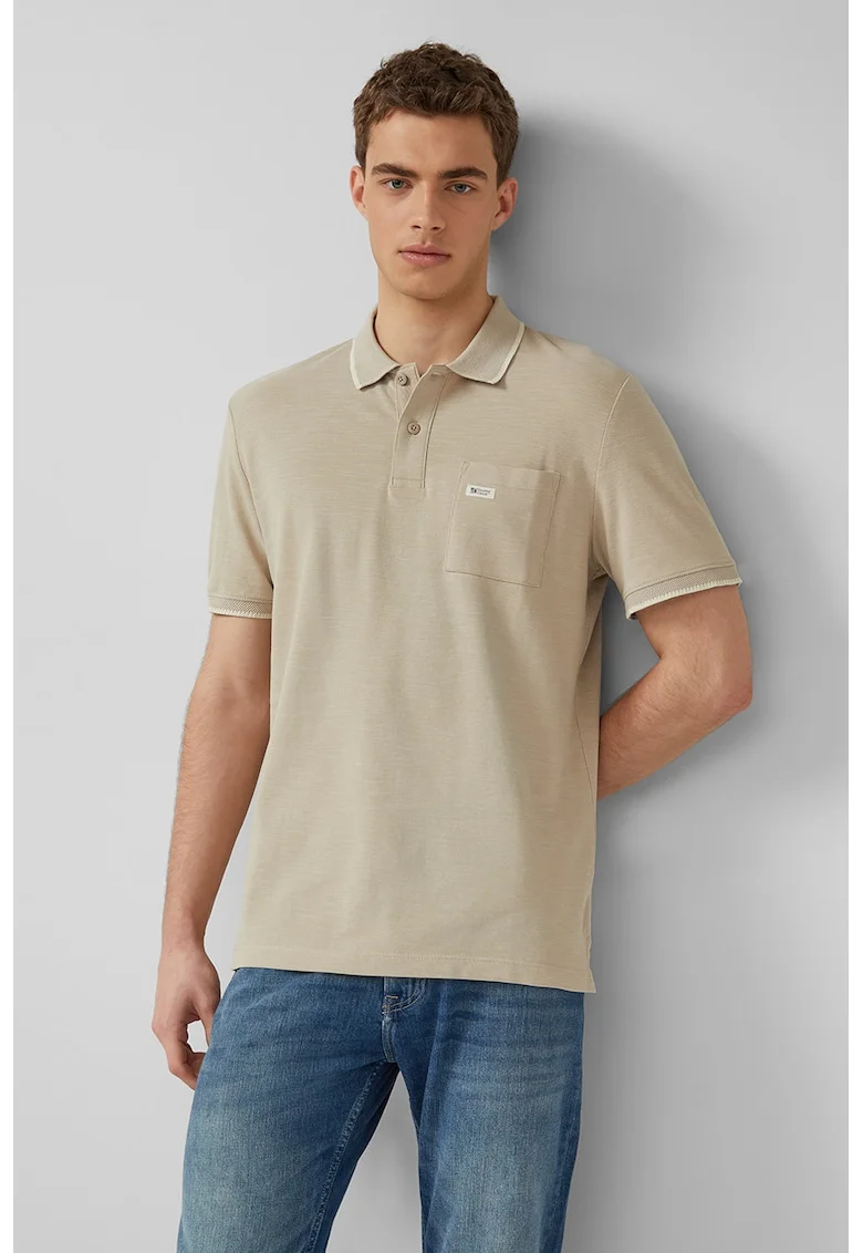 Tricou polo din bumbac cu buzunar pe piept