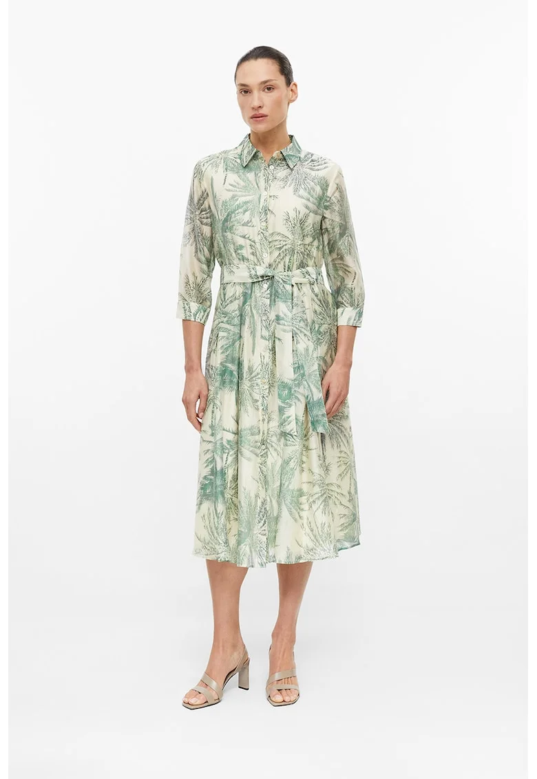 Rochie-camasa din amestec de lyocell cu model si maneci semitransparente