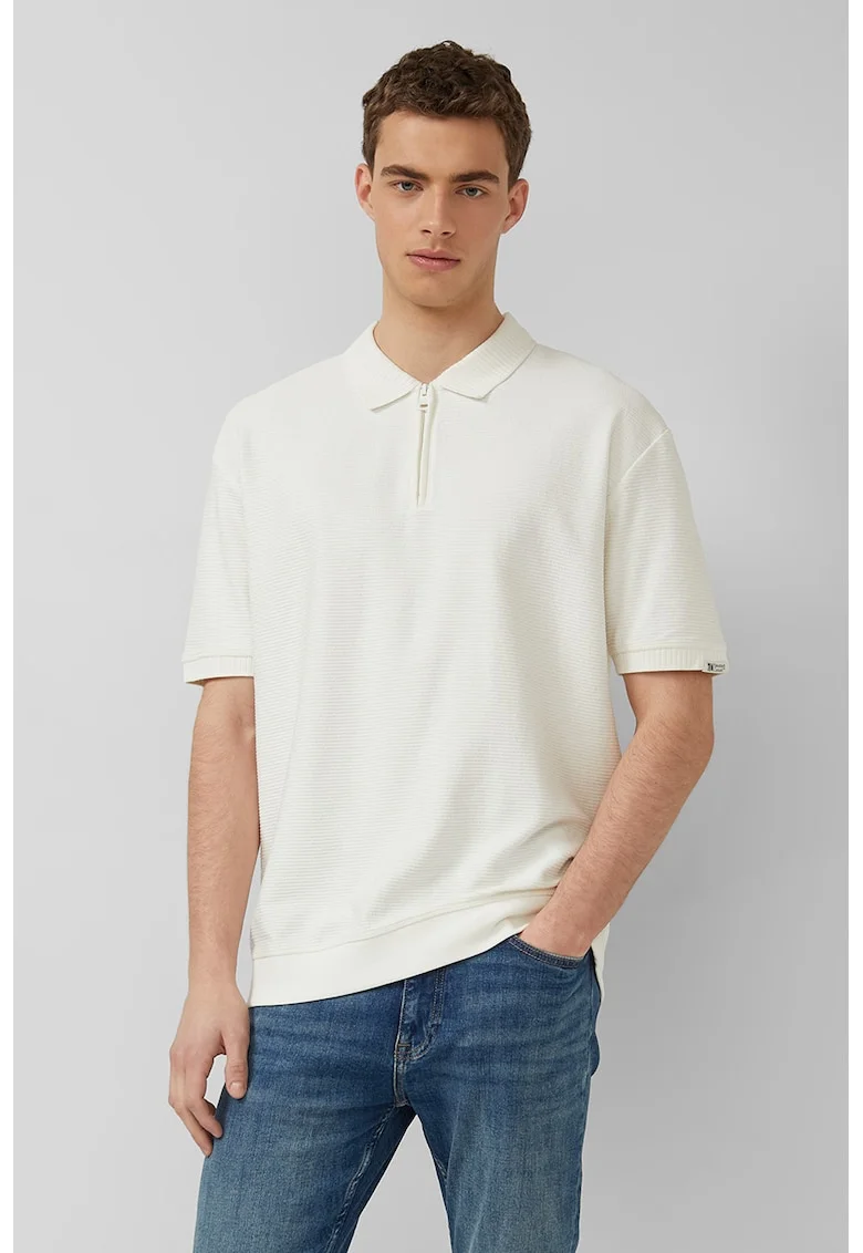 Tricou polo lejer cu fermoar scurt