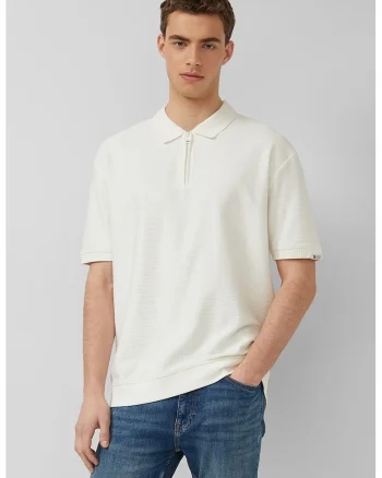 Tricou polo lejer cu fermoar scurt