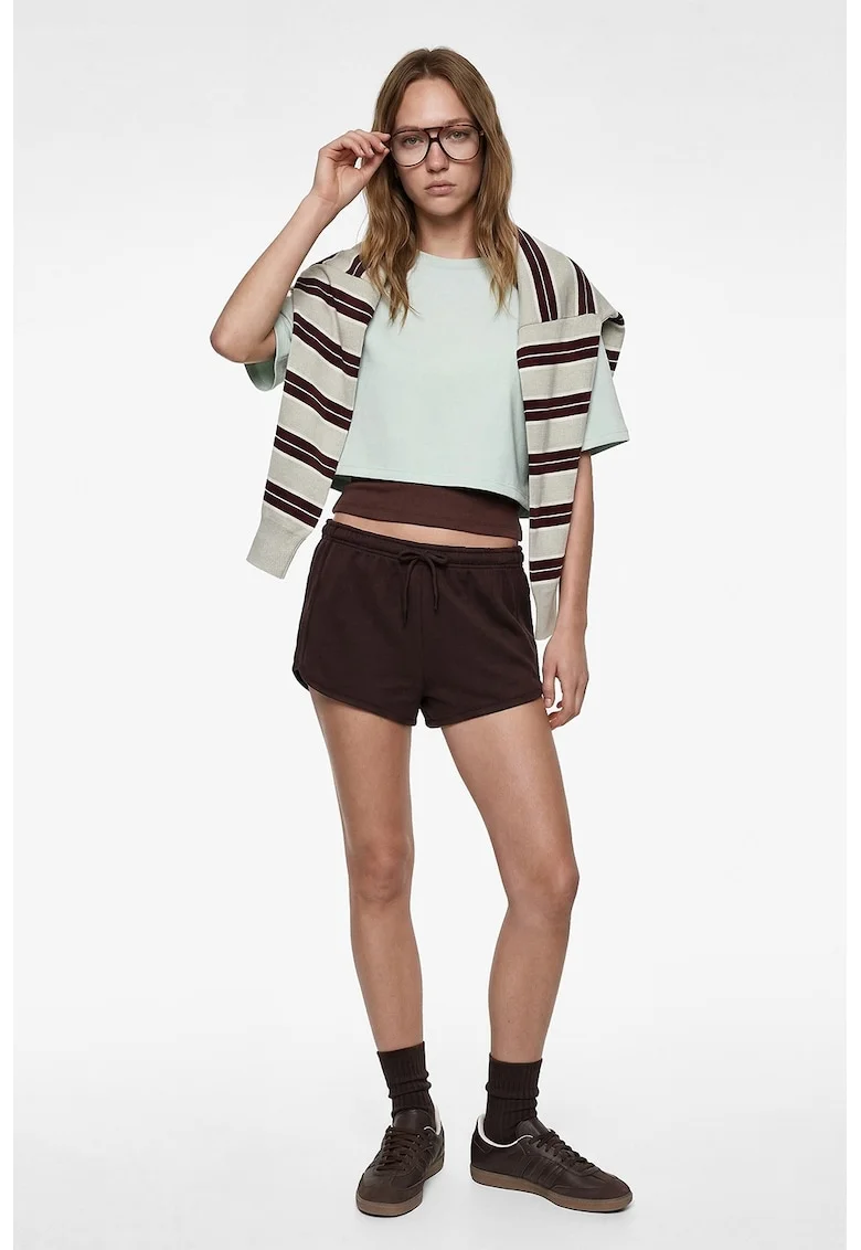 Tricou crop uni supradimensionat, Verde deschis