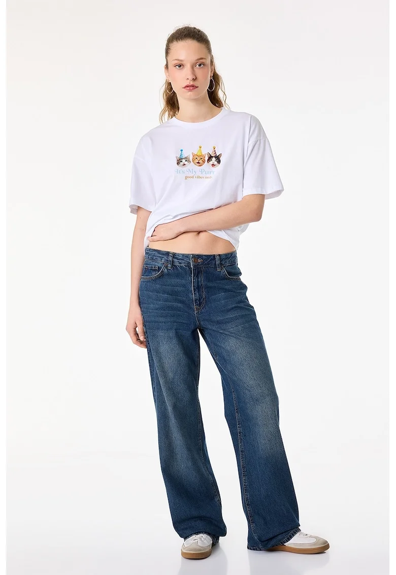 Tricou cu imprimeu grafic, Alb