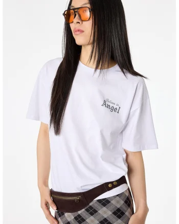 Tricou de bumbac cu imprimeu text, Alb/Verde inchis