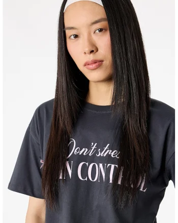 Tricou cu imprimeu text, Gri antracit