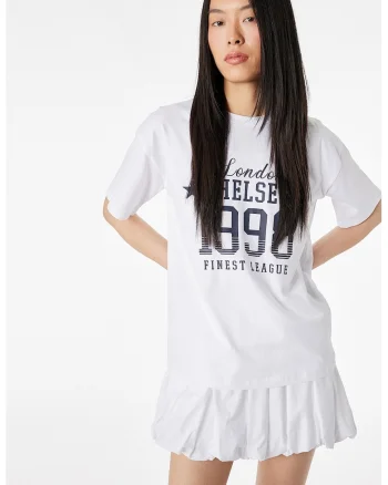Tricou de bumbac cu imprimeu, Alb/Bleumarin