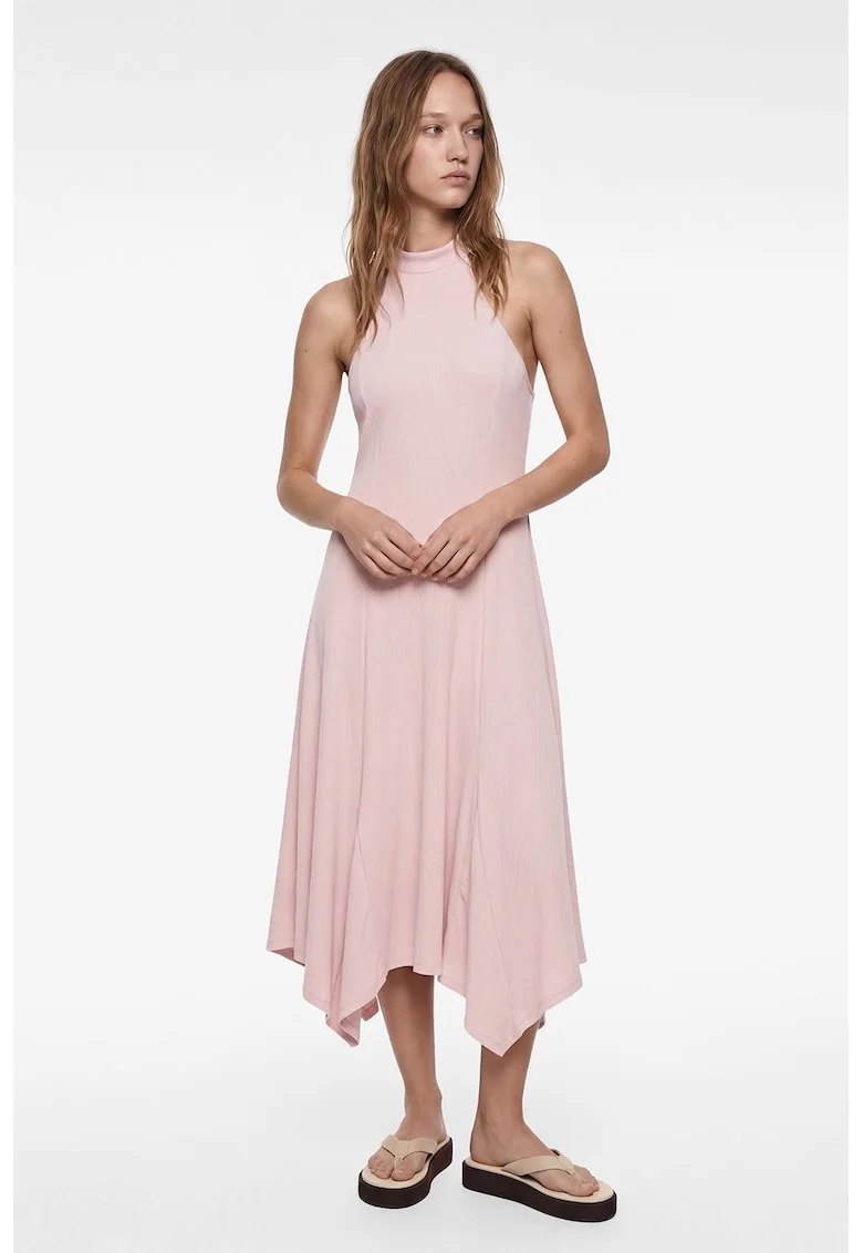 Rochie halter asimetrica, Roz