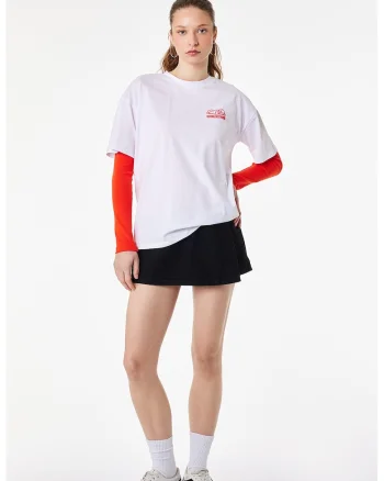 Tricou de bumbac cu imprimeu, Rosu/Alb