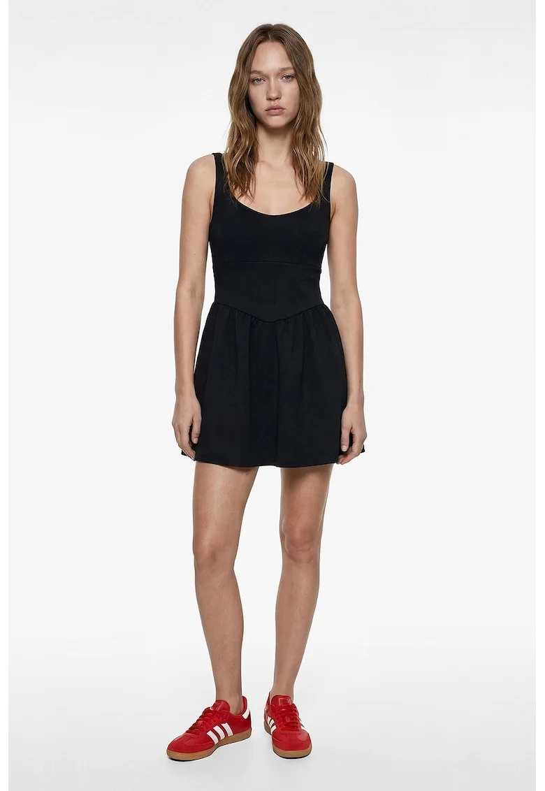 Rochie mini cu decolteu rotund, Negru