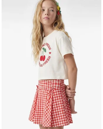 Tricou cu imprimeu grafic, Rosu/Alb murdar