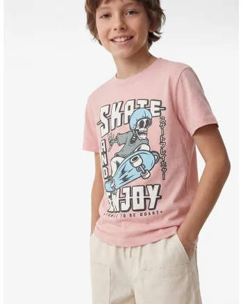 Tricou de bumbac cu decolteu la baza gatului, Roz