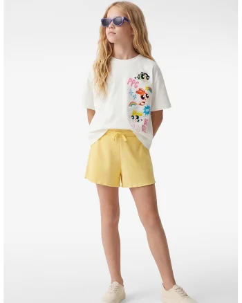 Tricou de bumbac cu imprimeu Powerpuff Girls, Alb murdar