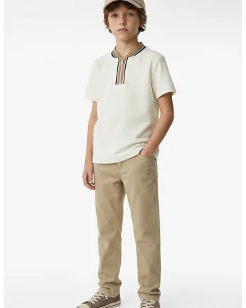 Tricou din amestec de bumbac, Alb fildes