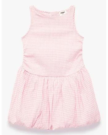 Rochie in carouri din amestec de bumbac, Alb/Roz