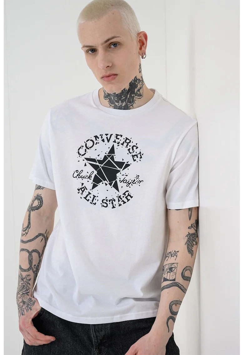 Tricou cu imprimeu logo Broken Glass, Alb/Negru