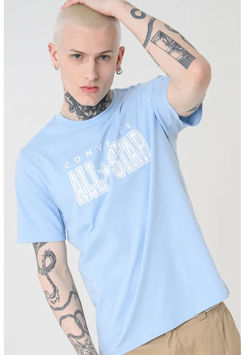 Tricou de bumbac cu logo pe piept All Star, Alb/Albastru deschis