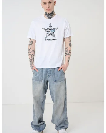 Tricou regular fit, Alb optic/Albastru