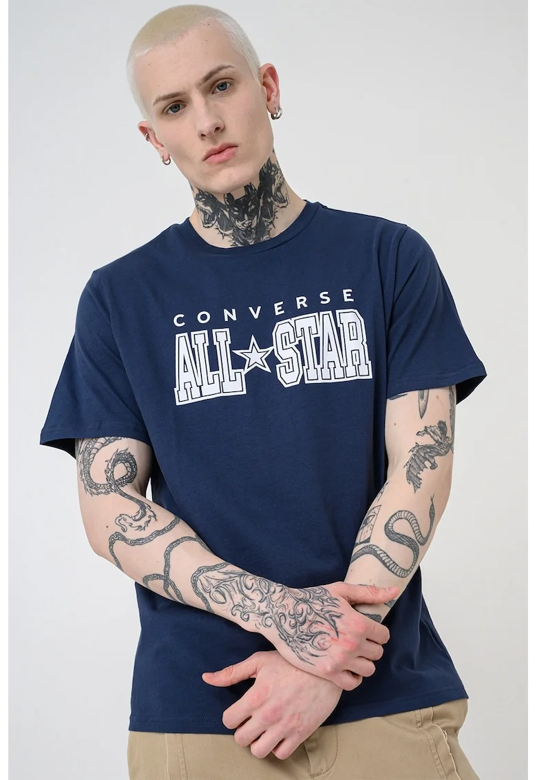 Tricou de bumbac cu logo pe piept All Star, Alb/Bleumarin