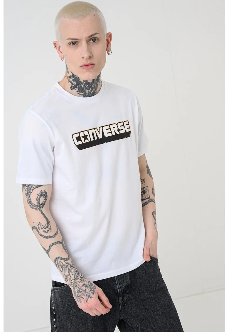 Tricou cu imprimeu logo Dimension, Negru/Alb optic