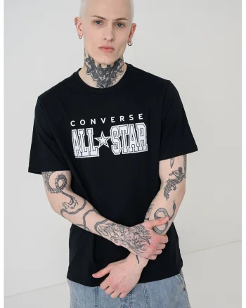 Tricou de bumbac cu logo pe piept All Star, Alb/Negru