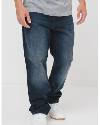 Blugi relaxed fit cu nasturi, Bleumarin