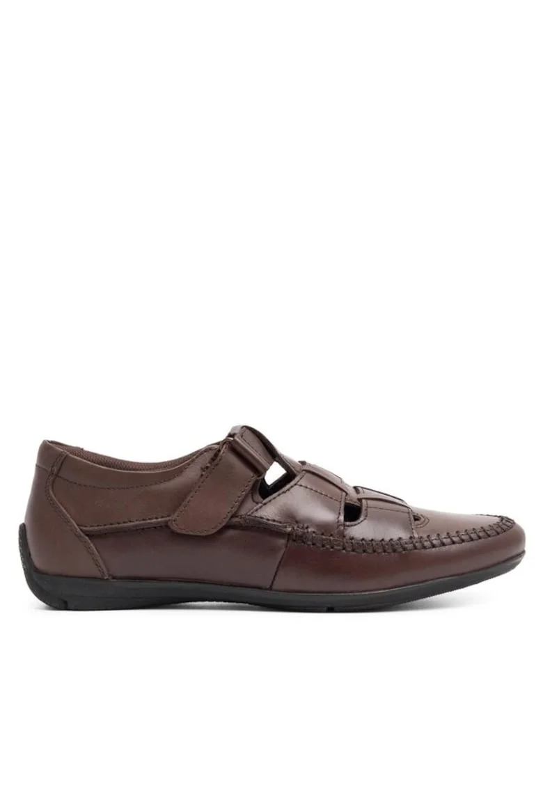 Sandale barbati,  Piele naturala, Maro, Maro