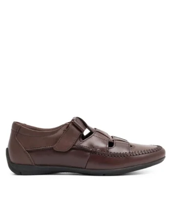 Sandale barbati,  Piele naturala, Maro, Maro
