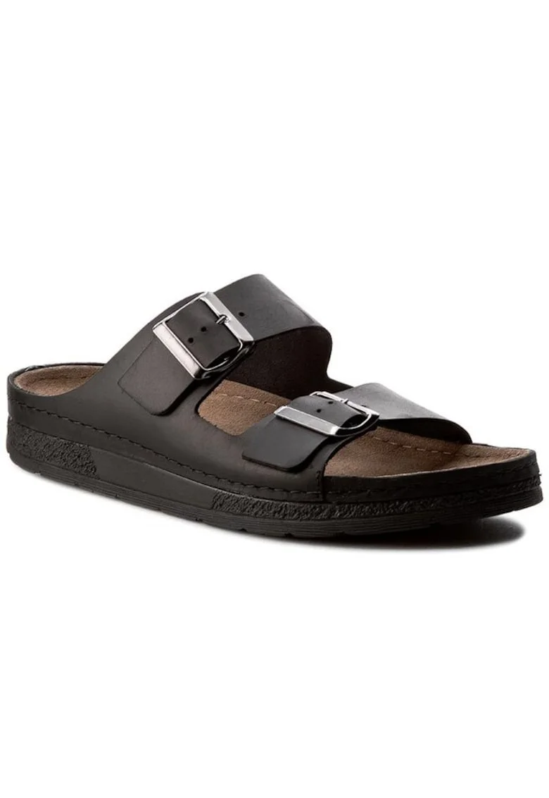 Papuci barbati  199664045, Piele naturala/Piele nabuc, Negru, Negru