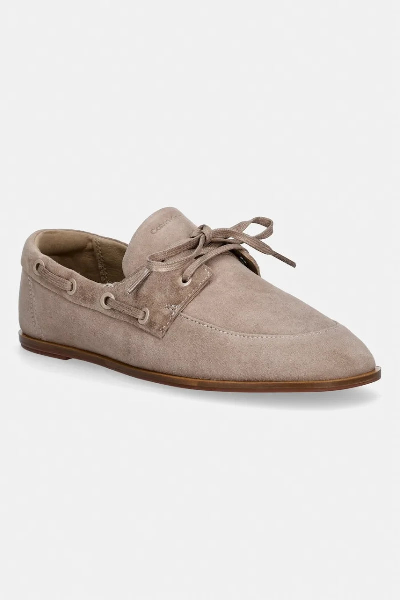 Calvin Klein mocasini pentru femei, din piele întoarsă ESS BOATSHOE SUEDE