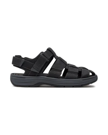 Sandale barbati,  303500, Piele naturala, Negru,