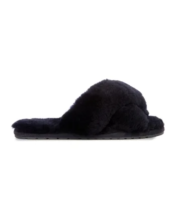 Papuci din lana, cu model incrucisat Mayberry, Negru
