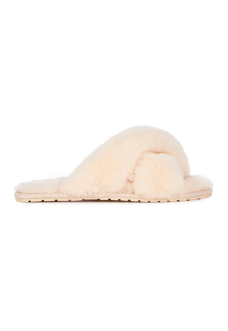 Papuci din lana, cu model incrucisat Mayberry, Crem