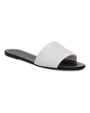 Papuci flip-flop dama,  208127219, Piele naturala, Alb,