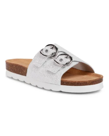 Papuci flip-flop dama,  Textil, Argintiu, Argintiu